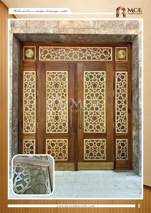 باب خشبي كوندكاري فاخر - موديل 02