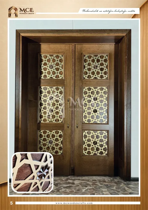 باب خشبي كوندكاري فاخر - موديل 05