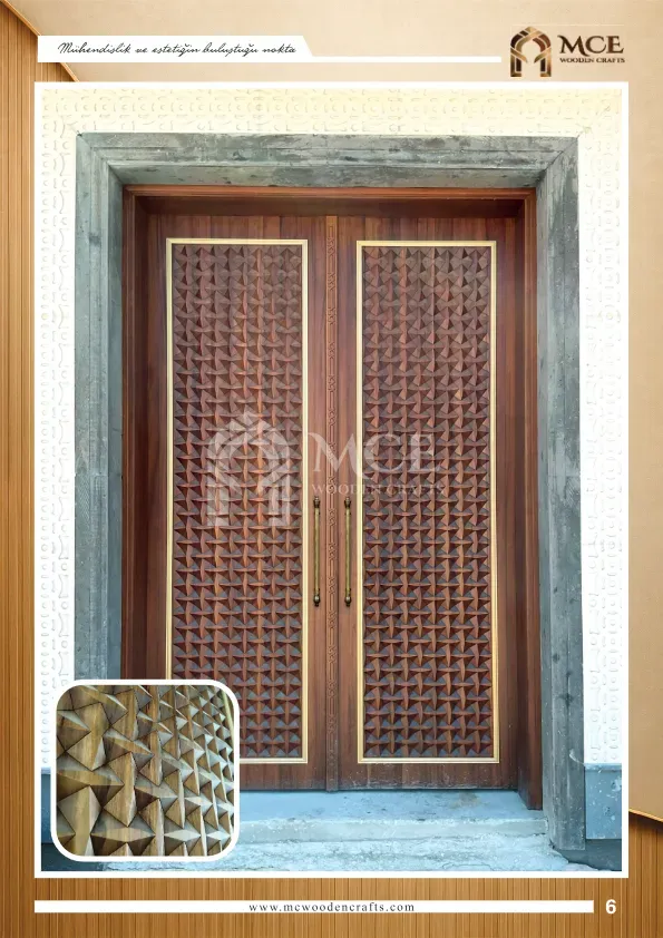باب خشبي كوندكاري فاخر - موديل 06