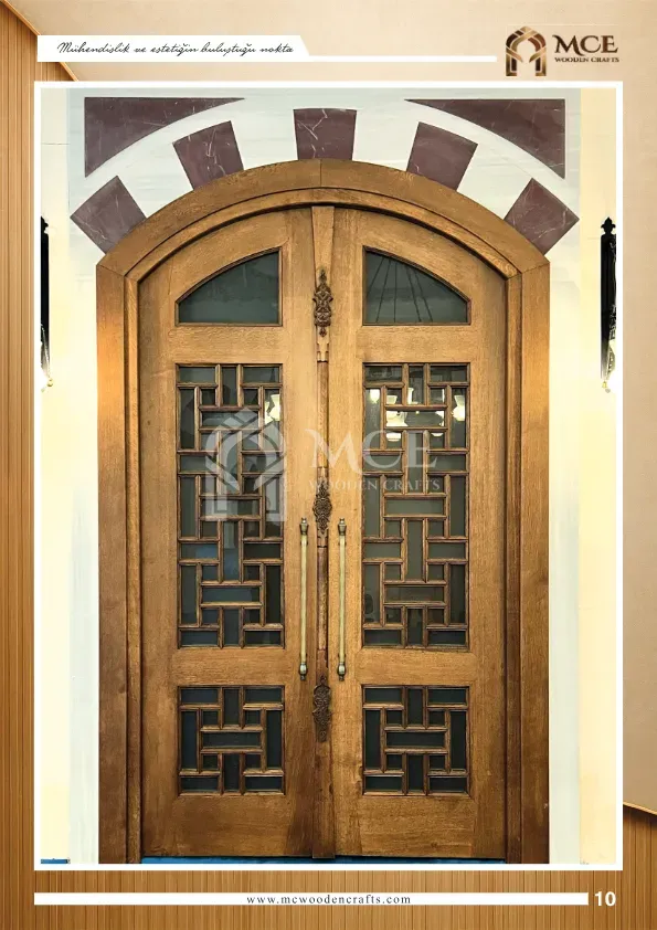 باب خشبي كوندكاري فاخر - موديل 10