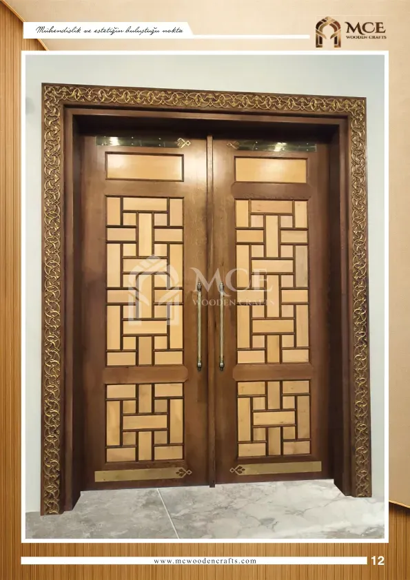 باب خشبي كوندكاري فاخر - موديل 12
