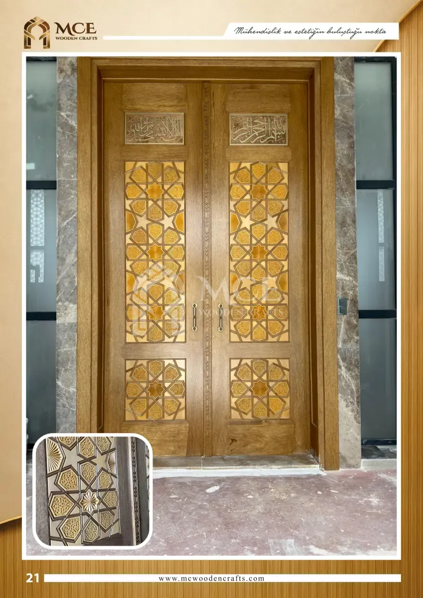 باب خشبي كوندكاري فاخر - موديل 21_1