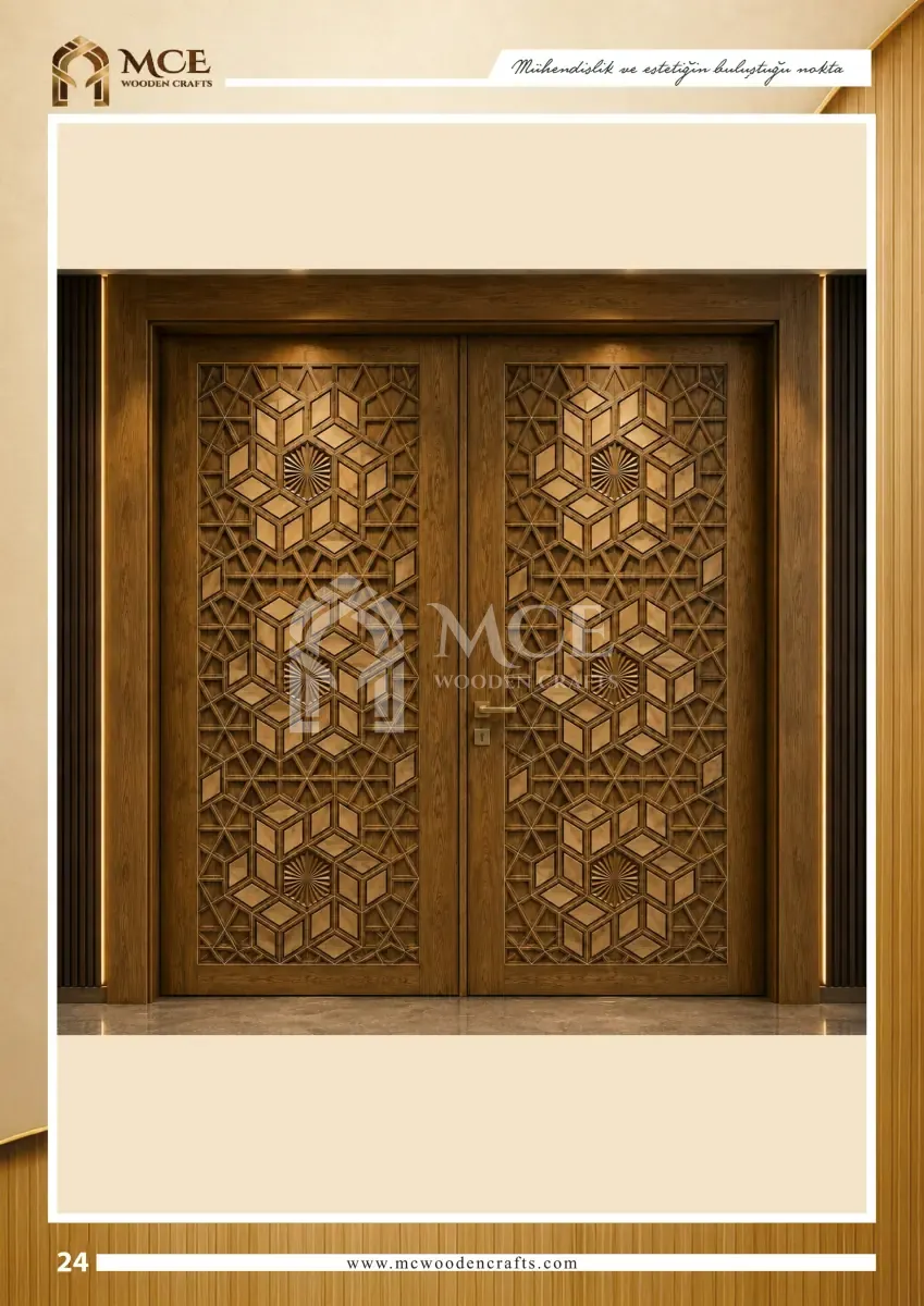 باب خشبي كوندكاري فاخر - موديل 24