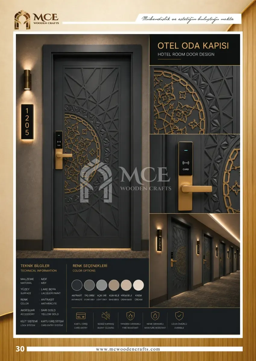 باب خشبي كوندكاري فاخر - موديل 30