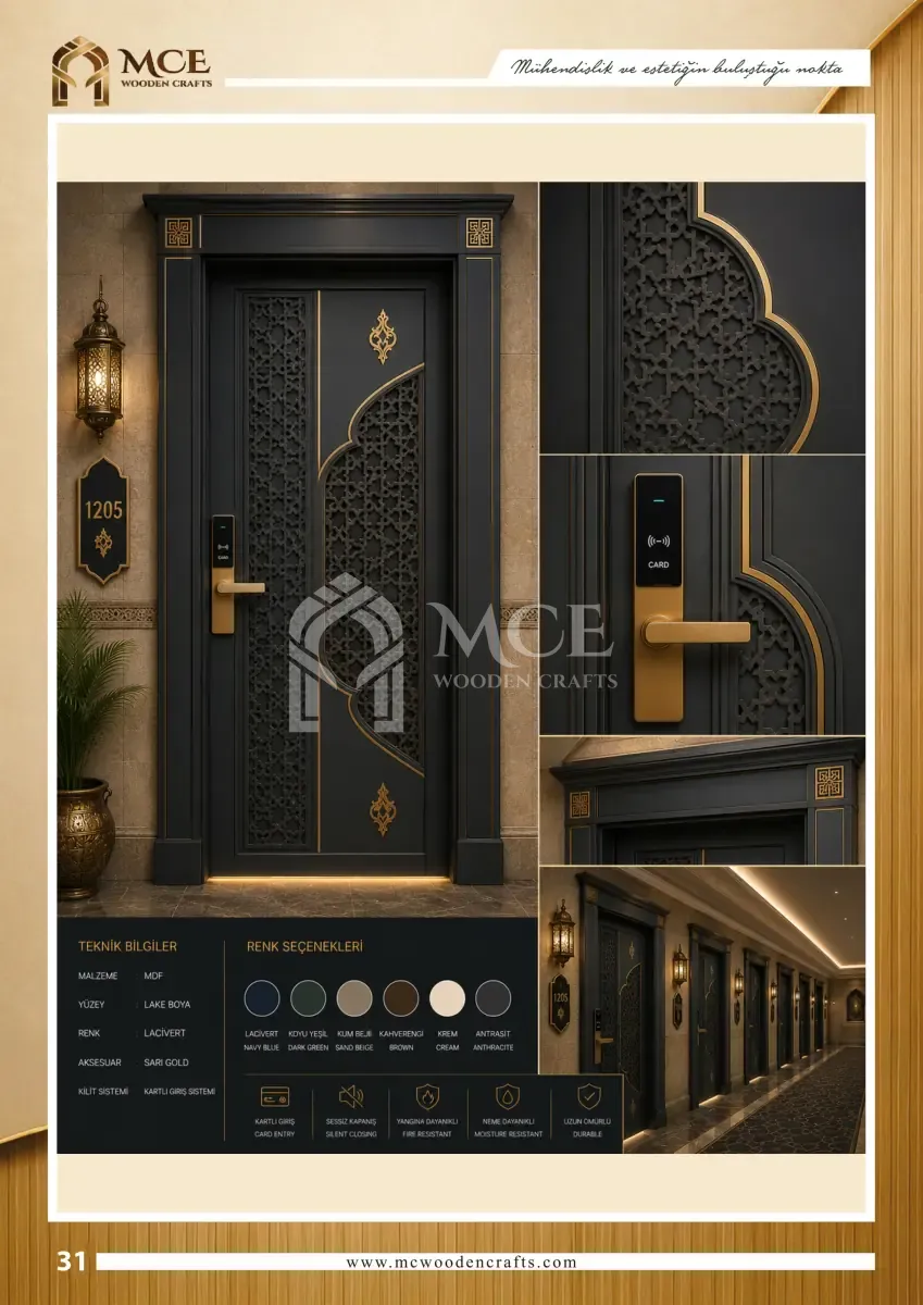 باب خشبي كوندكاري فاخر - موديل 31